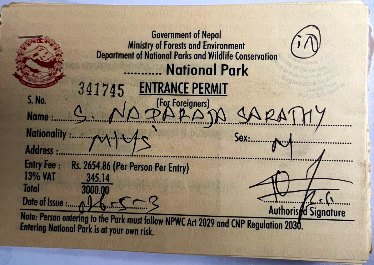 Sagarmatha National Park Entry Permit